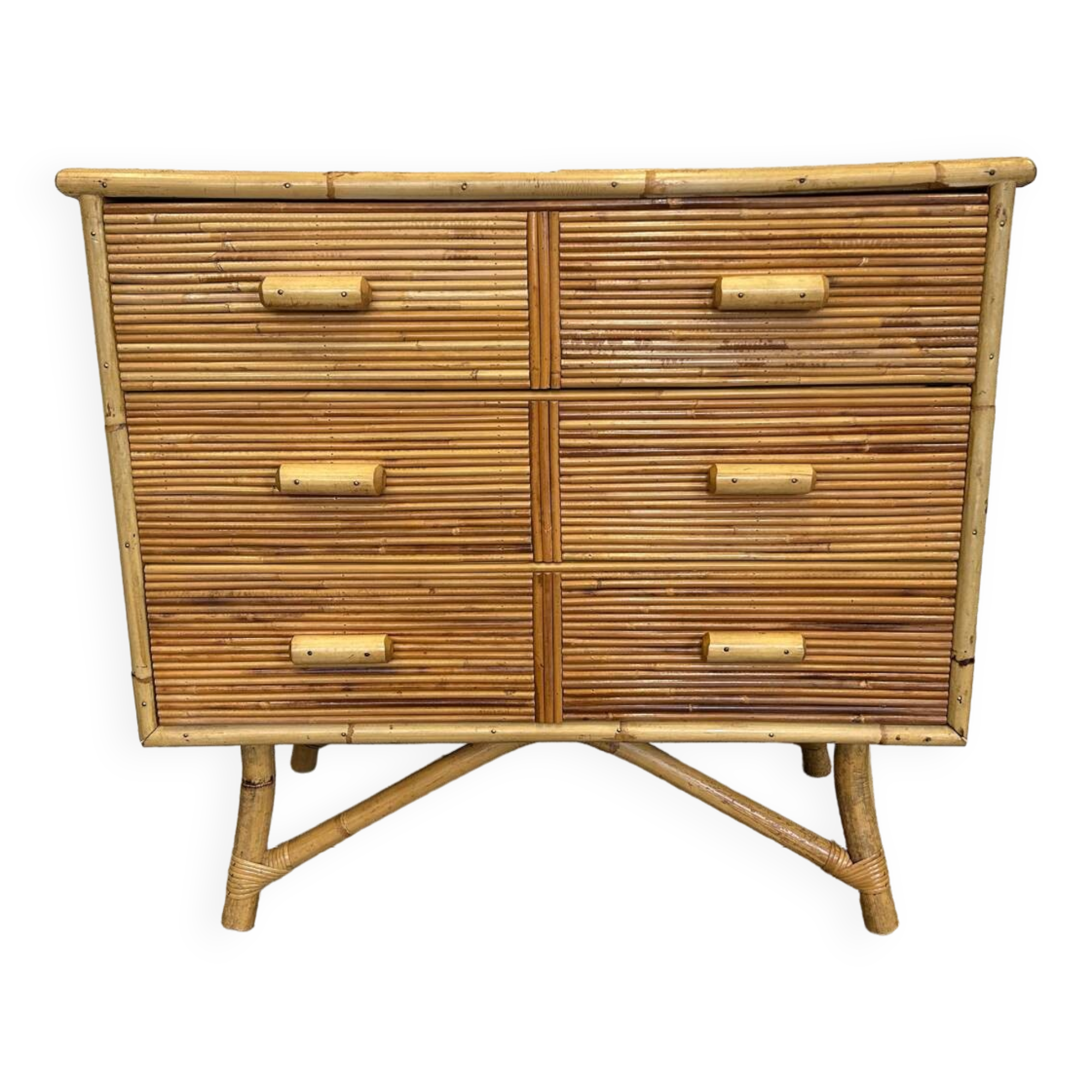 Bamboo and rattan chest of drawers 1960