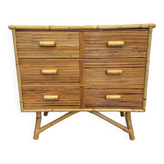 Commode bambou et rotin 1960