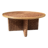 Woven cord and rattan coffee table 1970
