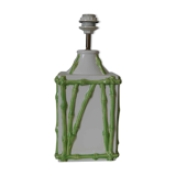 Old vintage lamp base bamboo decoration "Faience of Rodez"