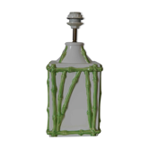 Ancien pied de lampe vintage décor bambou « Faïence de Rodez »
