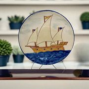 Assiette artisanale Keros bateau Lloret Espagne XXème
