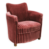 1950s Danish Modern Sculptural Velvet Lounge Armchair