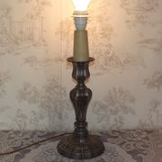 French vintage heavy silver metal table lamp with candle drip detail 4155