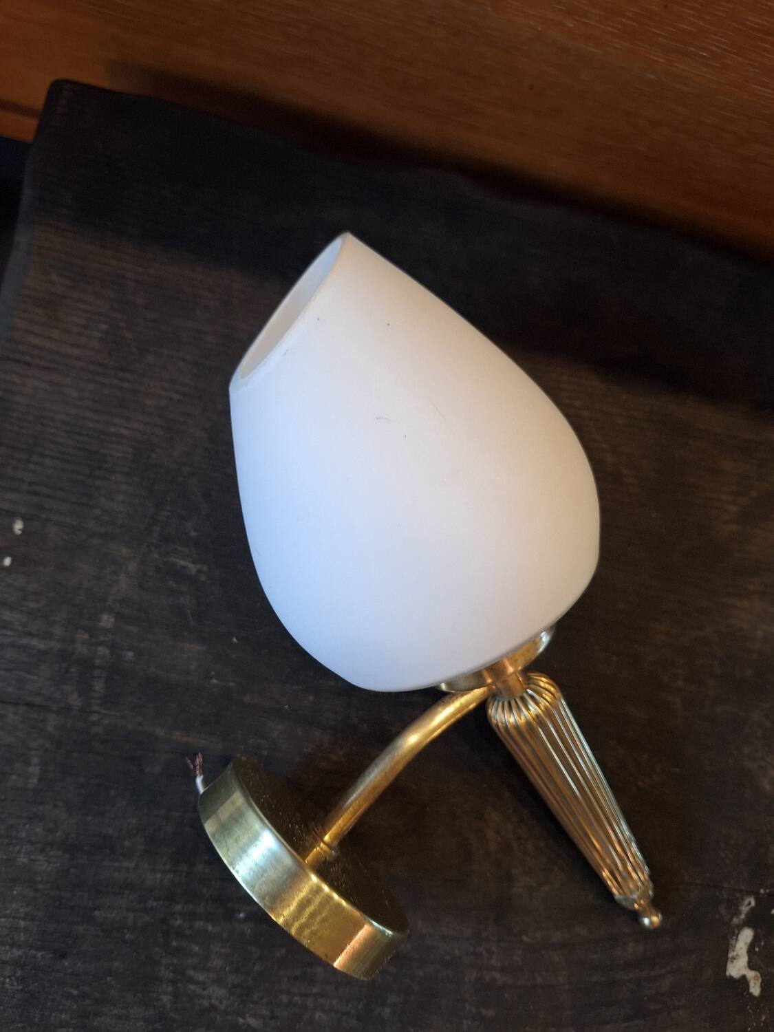 Paire applique laiton verre blanc