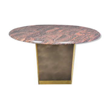 Table centrale en granit et laiton de Belgochrom, années 1970