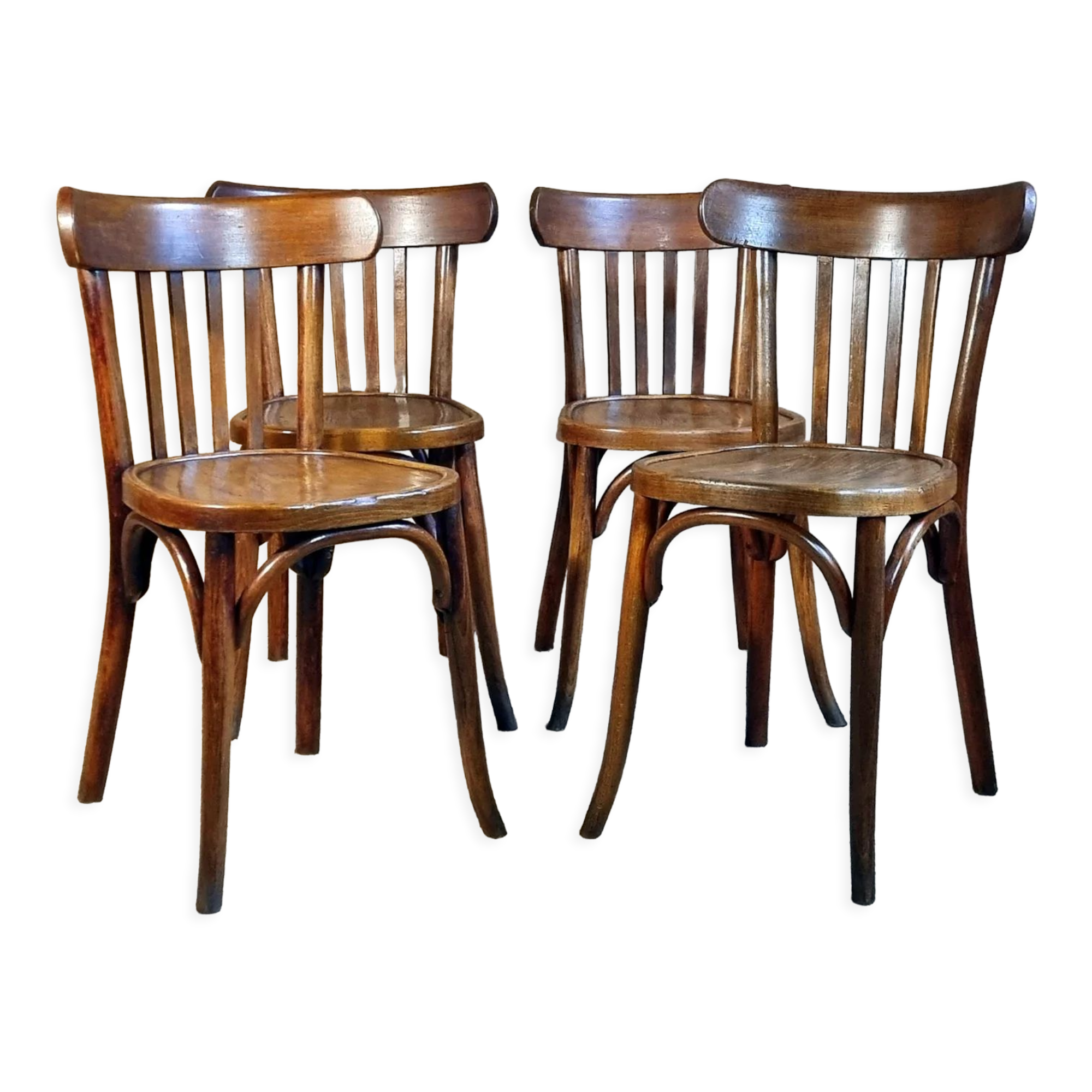 4 Baumann bistro chairs 30s curved wood