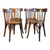4 chaises bistrot Baumann années 30 en bois courbé