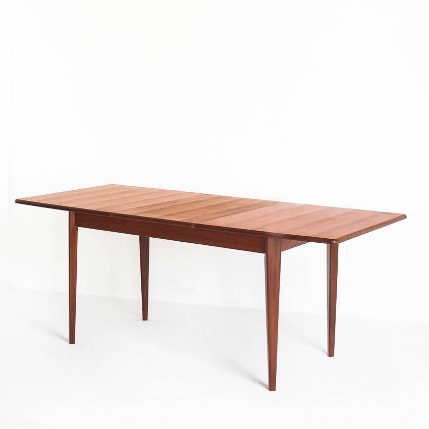 Vintage Scandinavian style table with central extension. Teak wood. France, 1960s