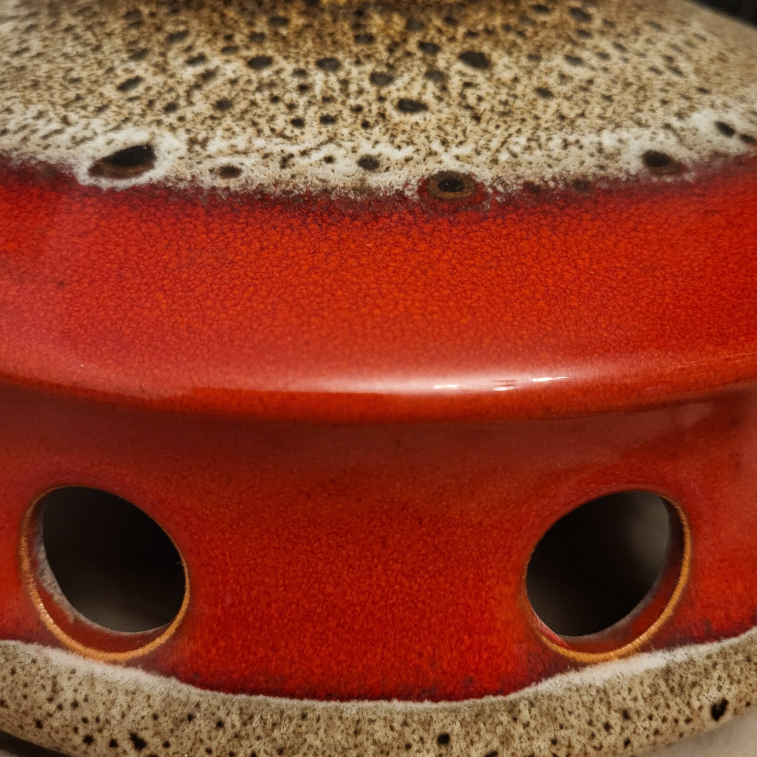 Vintage suspension in glazed ceramic fat lava, space age, West Germany 19
