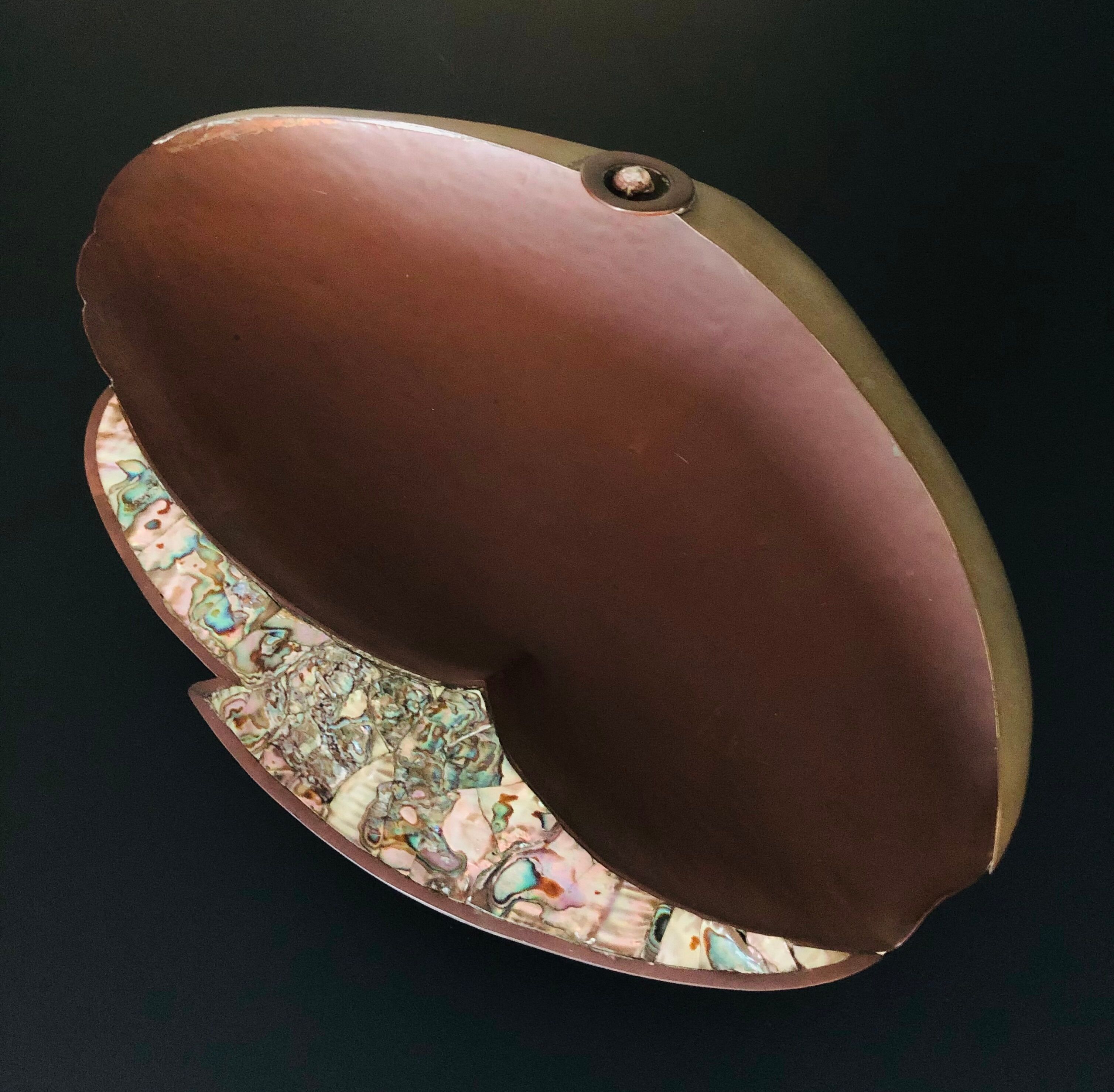 "Fish" cut in copper and mother-of-pearl by G. Espinosa, Mexico 60s