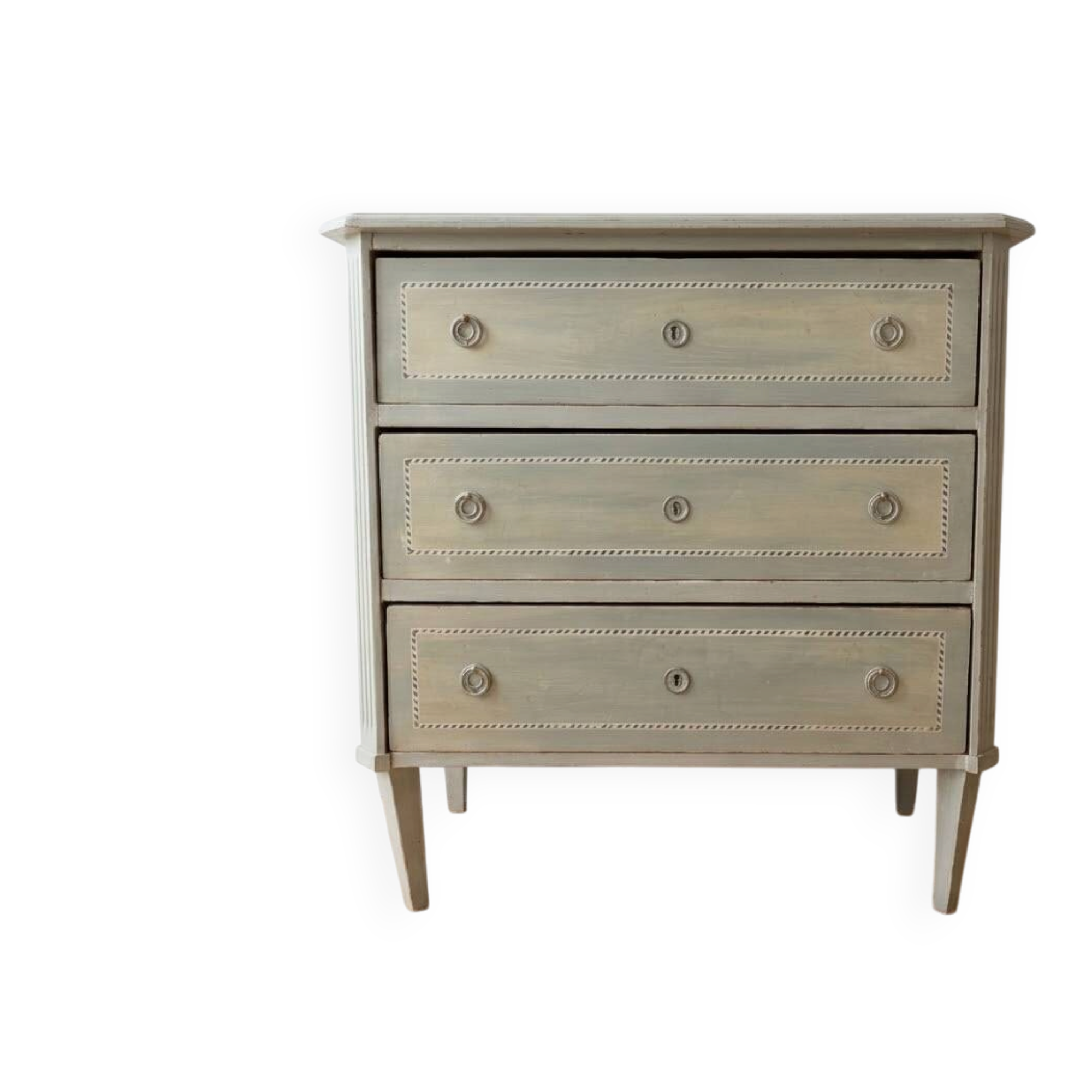 Retro wooden chest of drawers painted grey