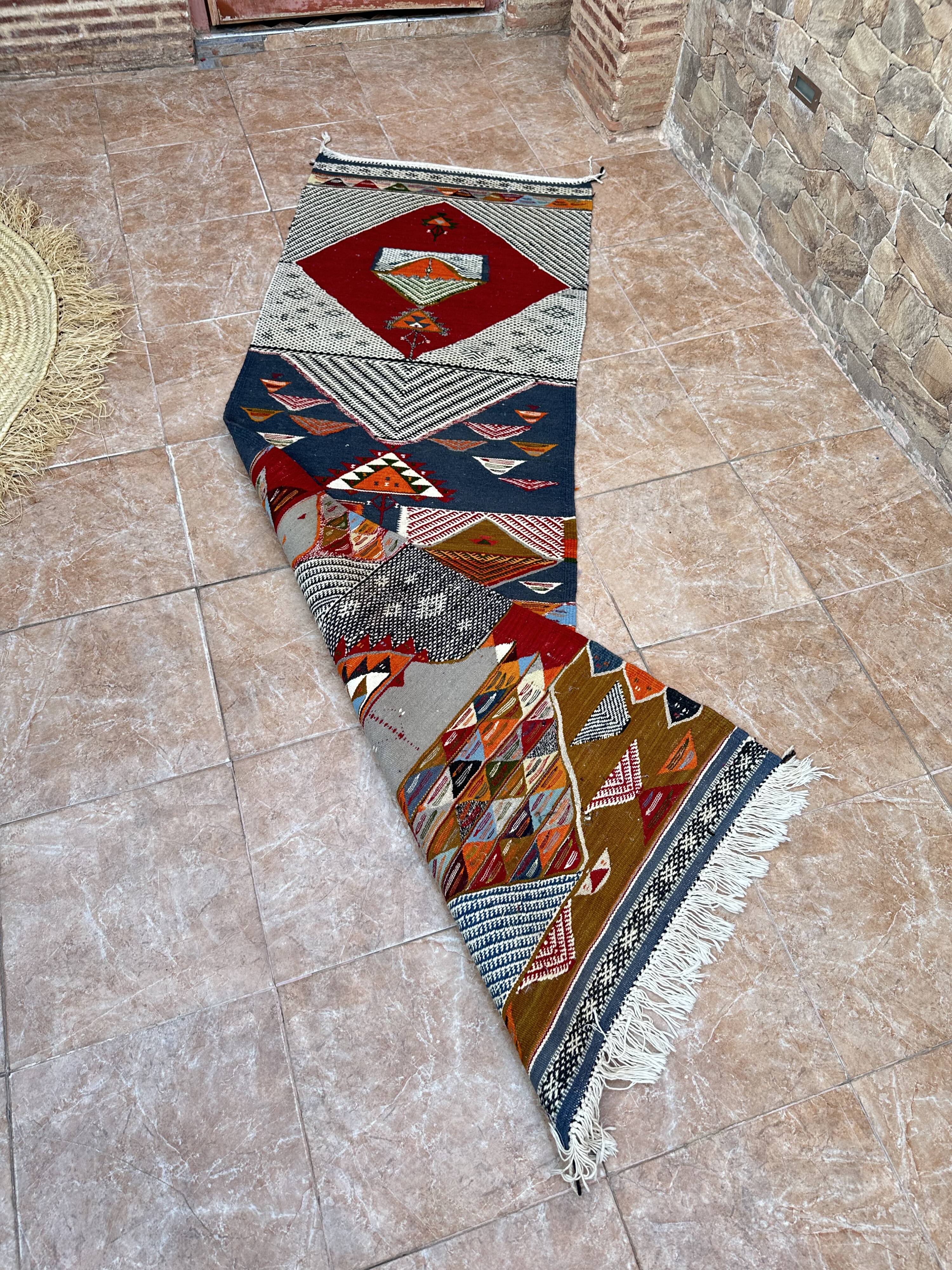 Contemporary Kilim Rug - Taznakht Kilim runner - runner - Unique runner rug - Berber rug