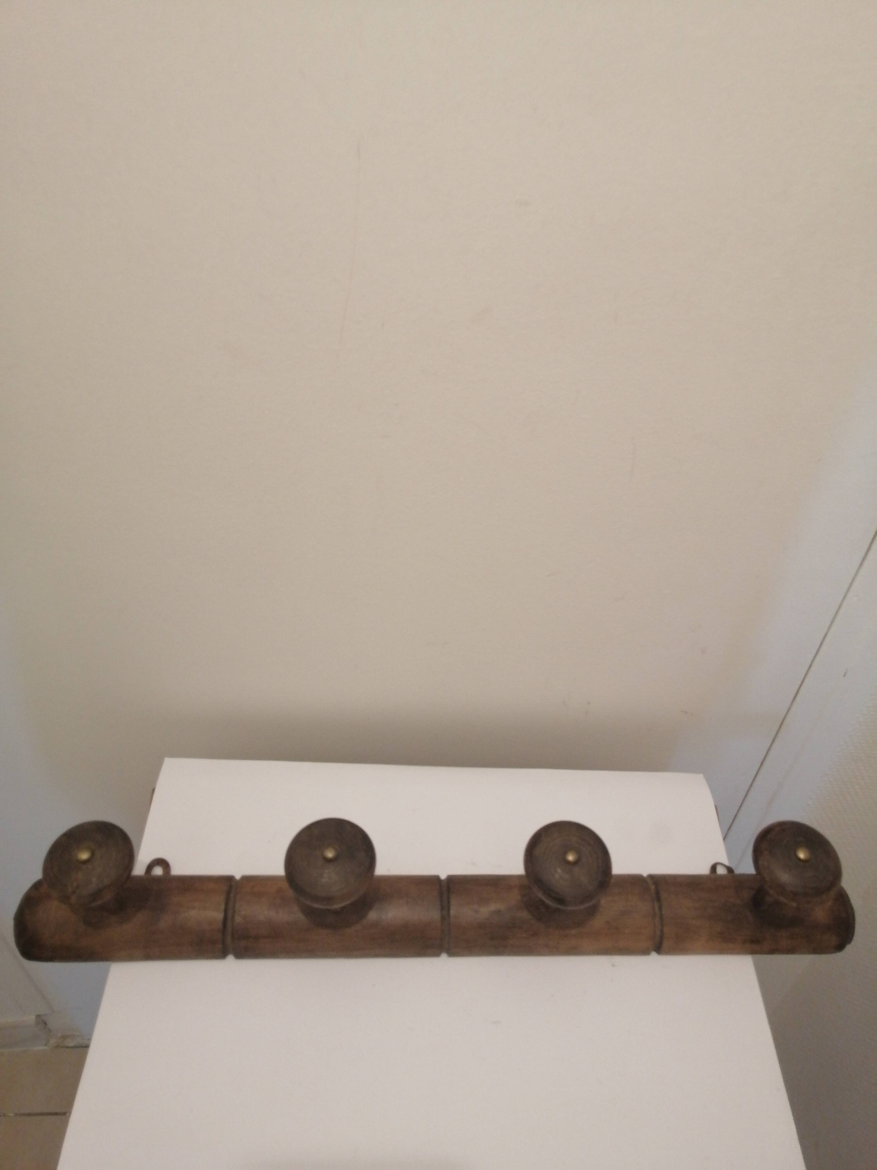 Vintage wooden coat rack with 4 hooks