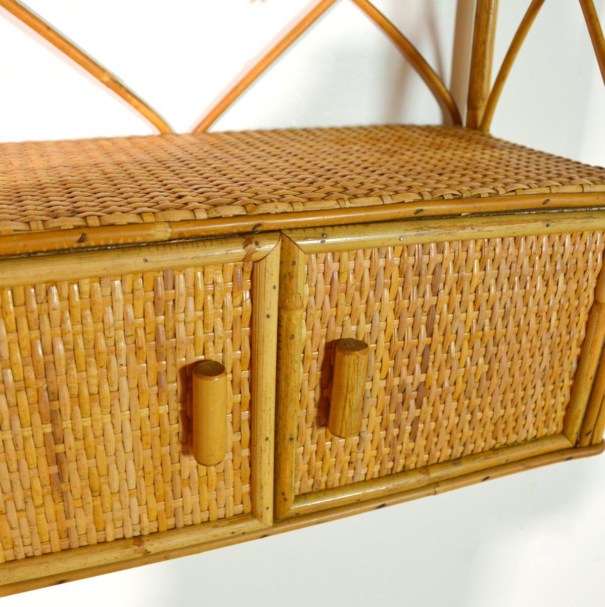 Bamboo shelf and vintage rattan 1960s