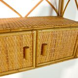 Bamboo shelf and vintage rattan 1960s
