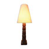 Hand carved wood table lamp by Temde Switzerland