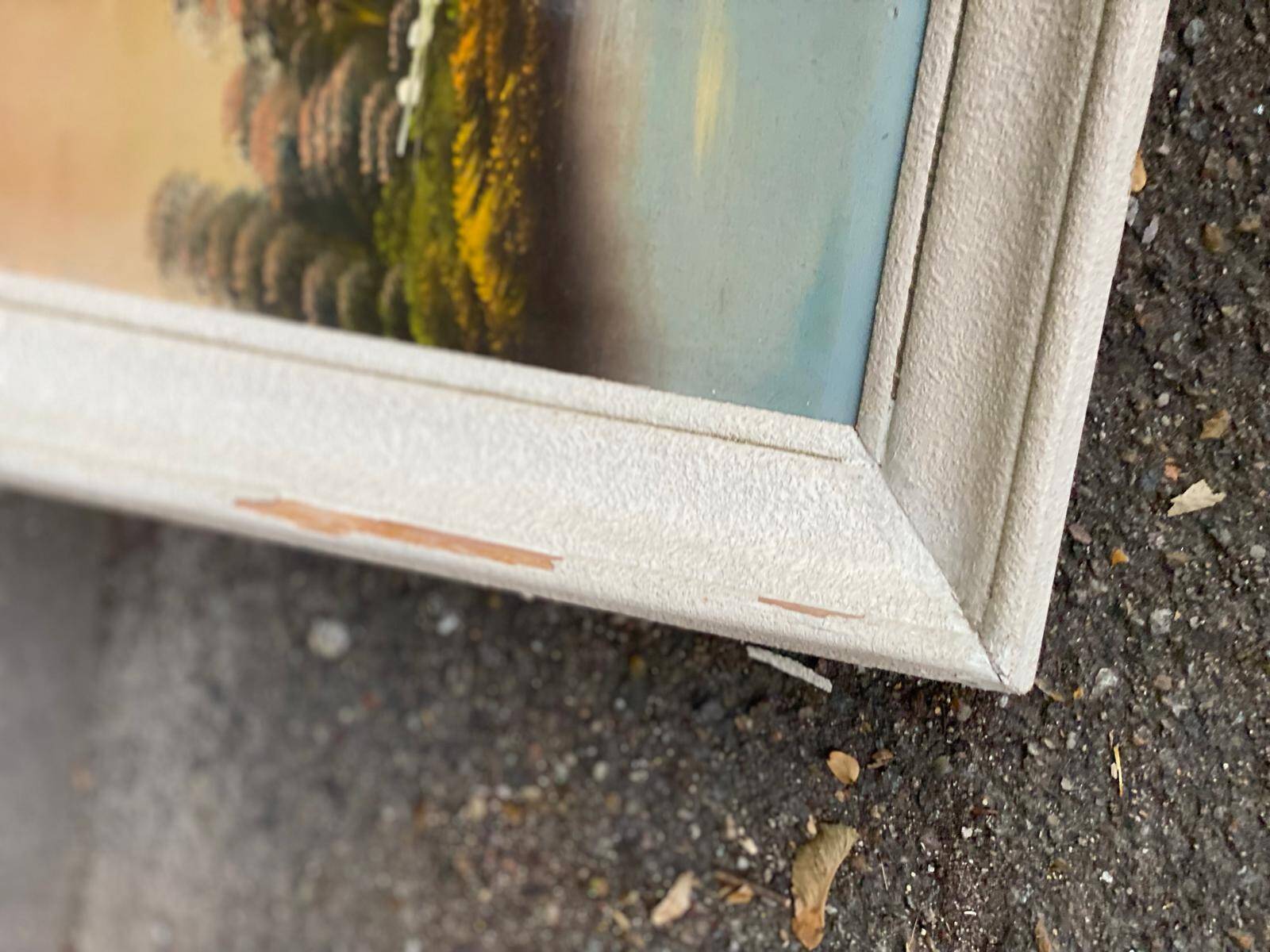 Tableau peinture huile sur toile moulin 102x57cm