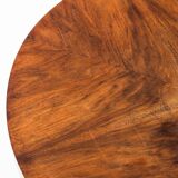 Art Deco style pedestal table in walnut wood veneer. France, 40's