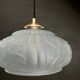 Vintage art deco lampshade pendant lamp in blue frosted glass