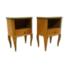 Pair of art deco bedside tables in 20th century light wood veneer