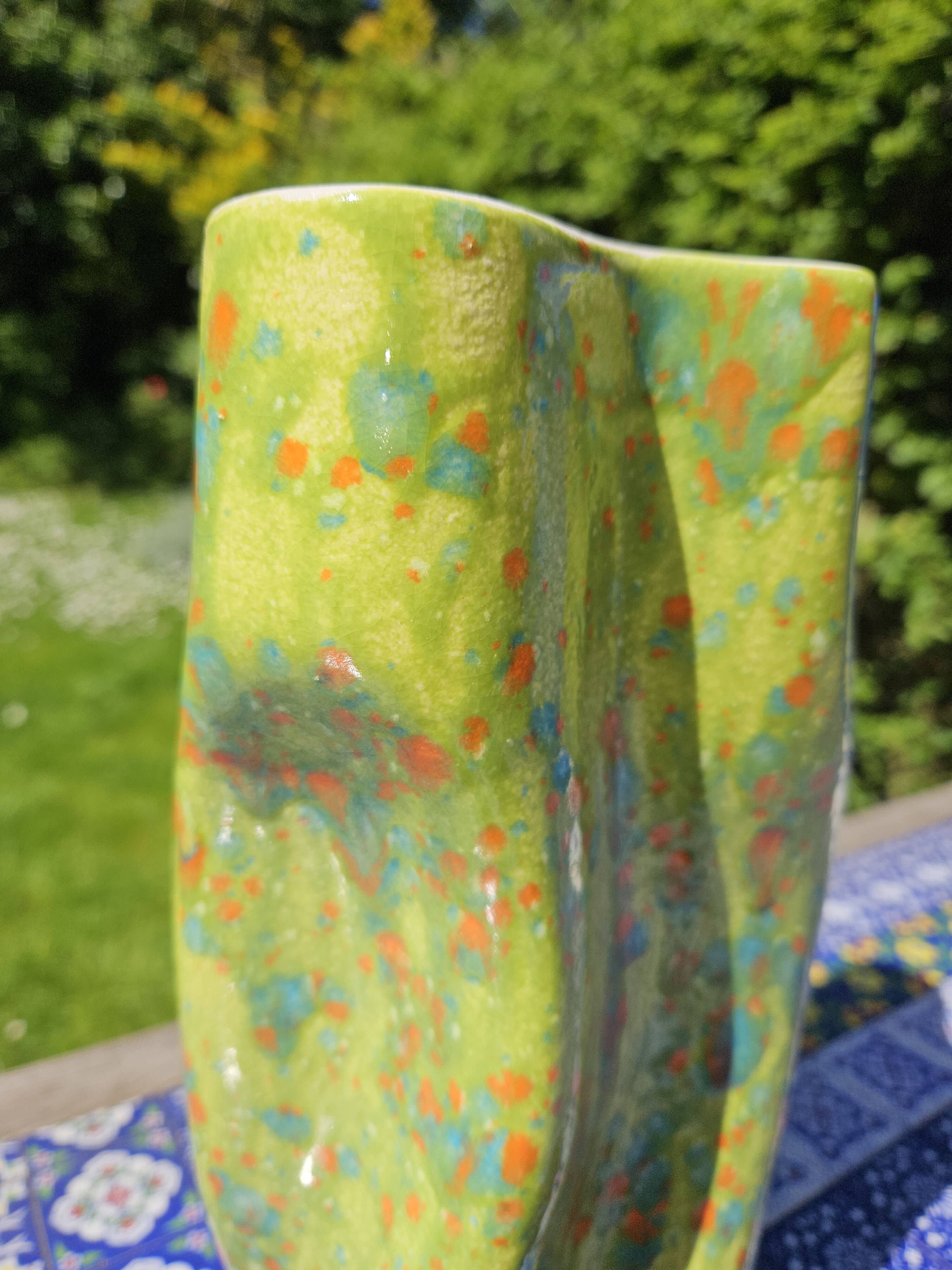 Hand enamelled handkerchief vase