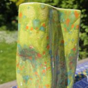 Hand enamelled handkerchief vase