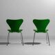 4 chaises papillon Fritz Hansen en tissu vert, années 1980