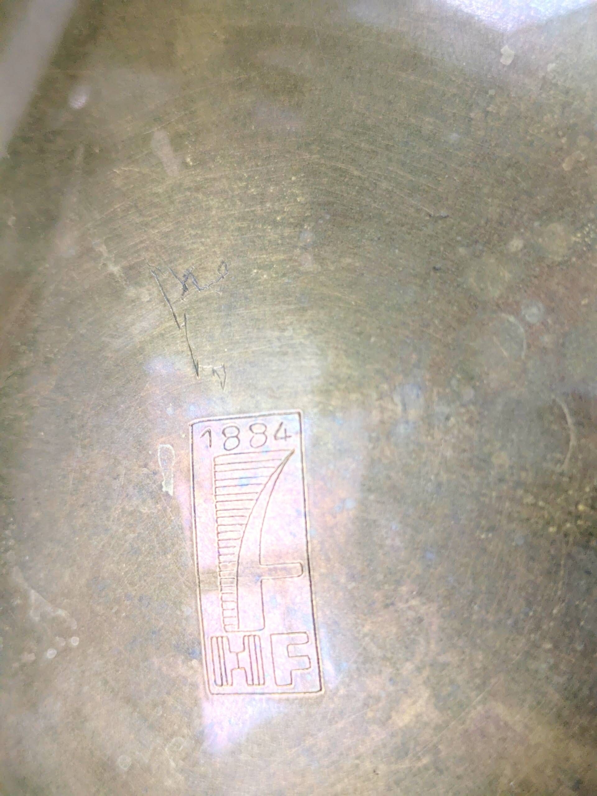 Vintage round brass tray on seahorse feet