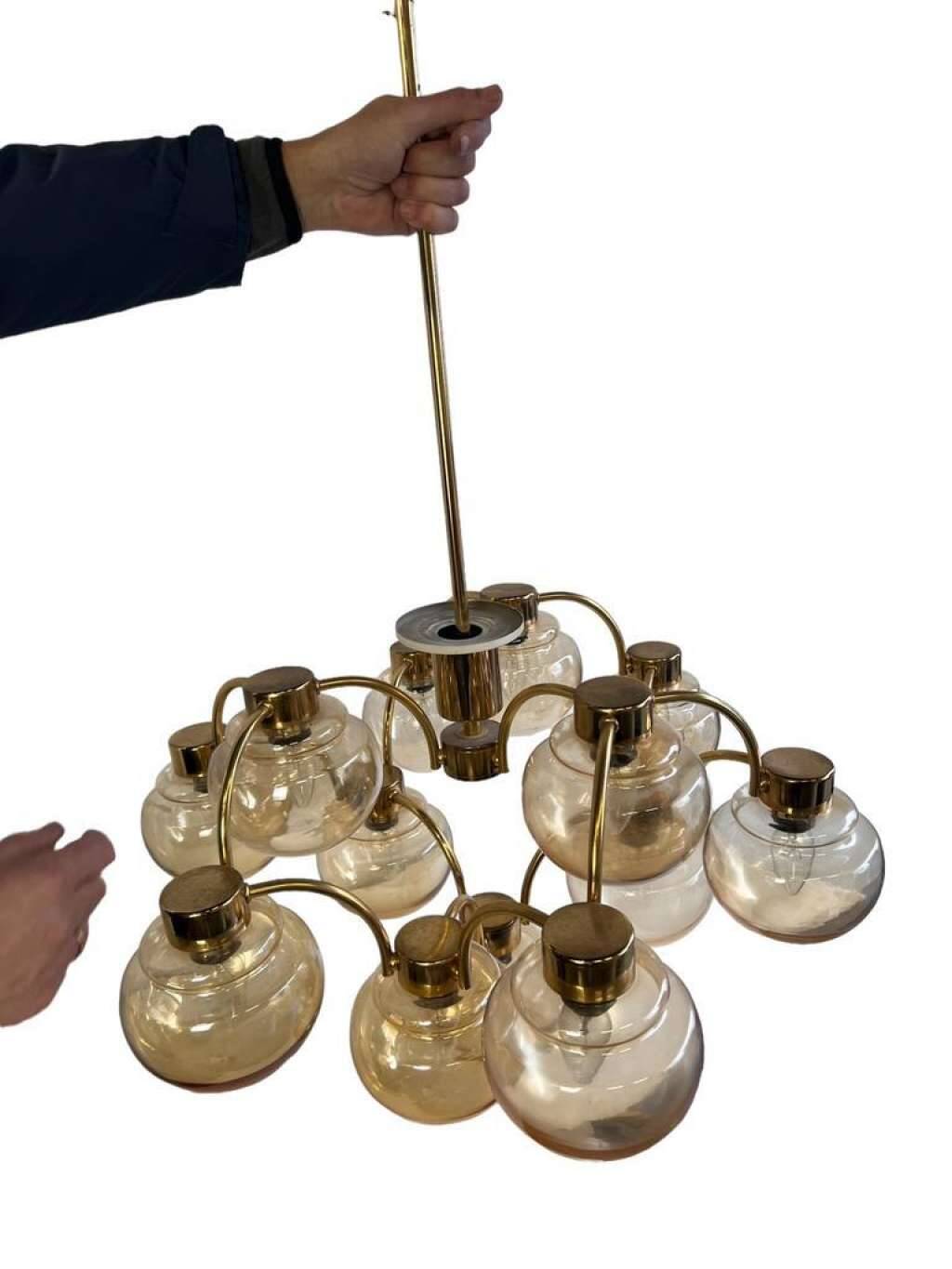 Vintage “golden” sciolari style hanging lamp with 12 light points