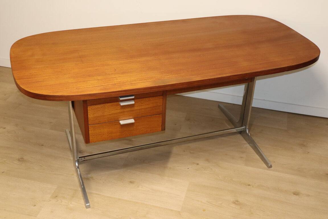 Vintage desk by George Nelson in wood and aluminum, 1960s