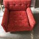 Set of 2 red Mid-Century fabric armchairs, 1960s — complete restoration