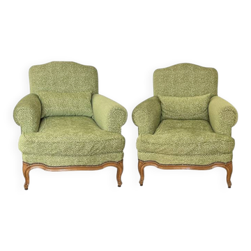 Pair of relooked Louis XV style armchairs