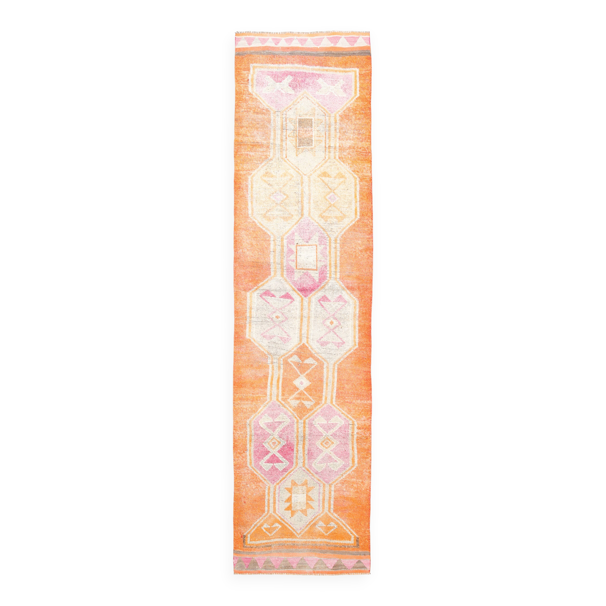 3x13 Pale Orange Vintage Runner Rug, 94x381Cm