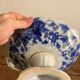 Blue faience shower footrest Bryonia H&C 19th Century Art Nouveau Hache Vierzon