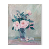 Old painting HST "Bouquet of Roses in a Vase" signed 1959