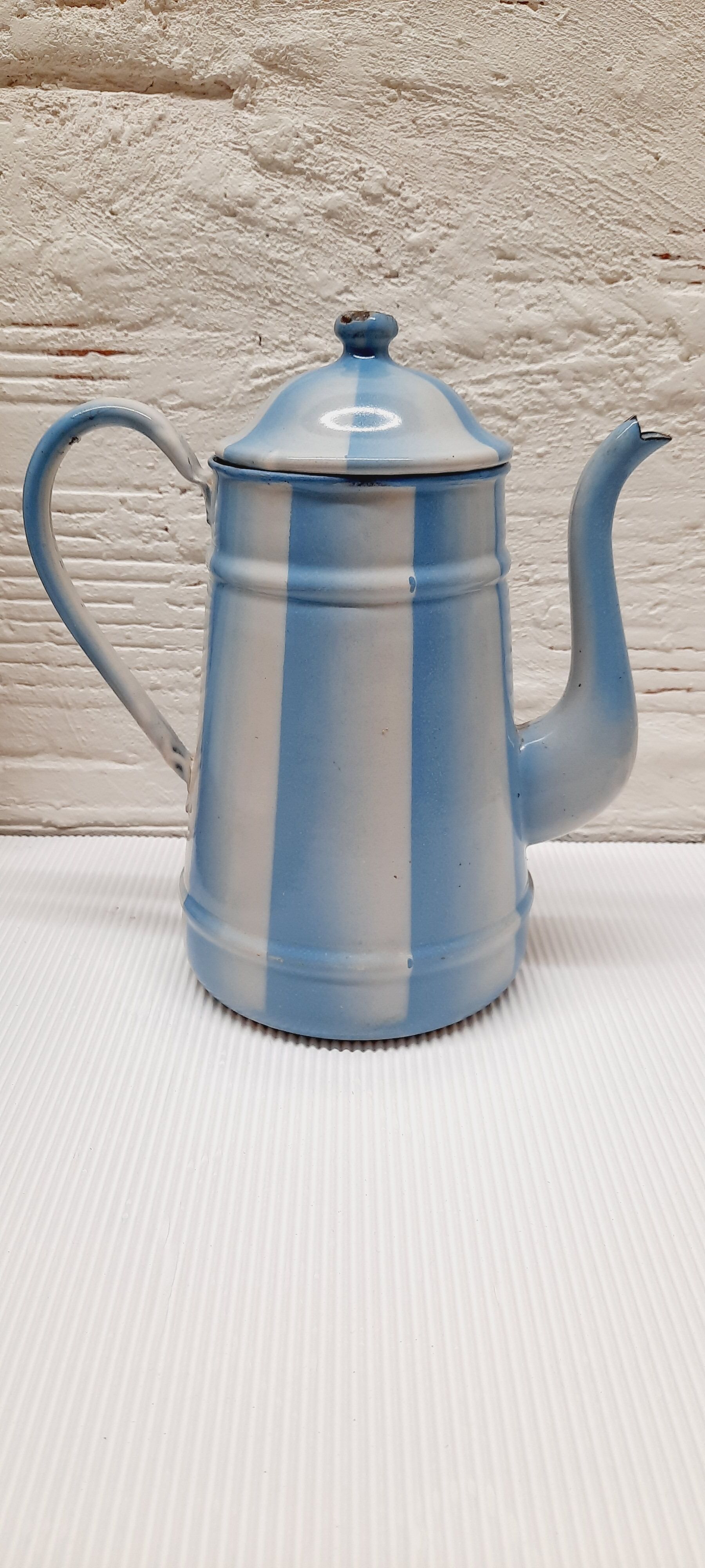 Blue enamelled coffee maker