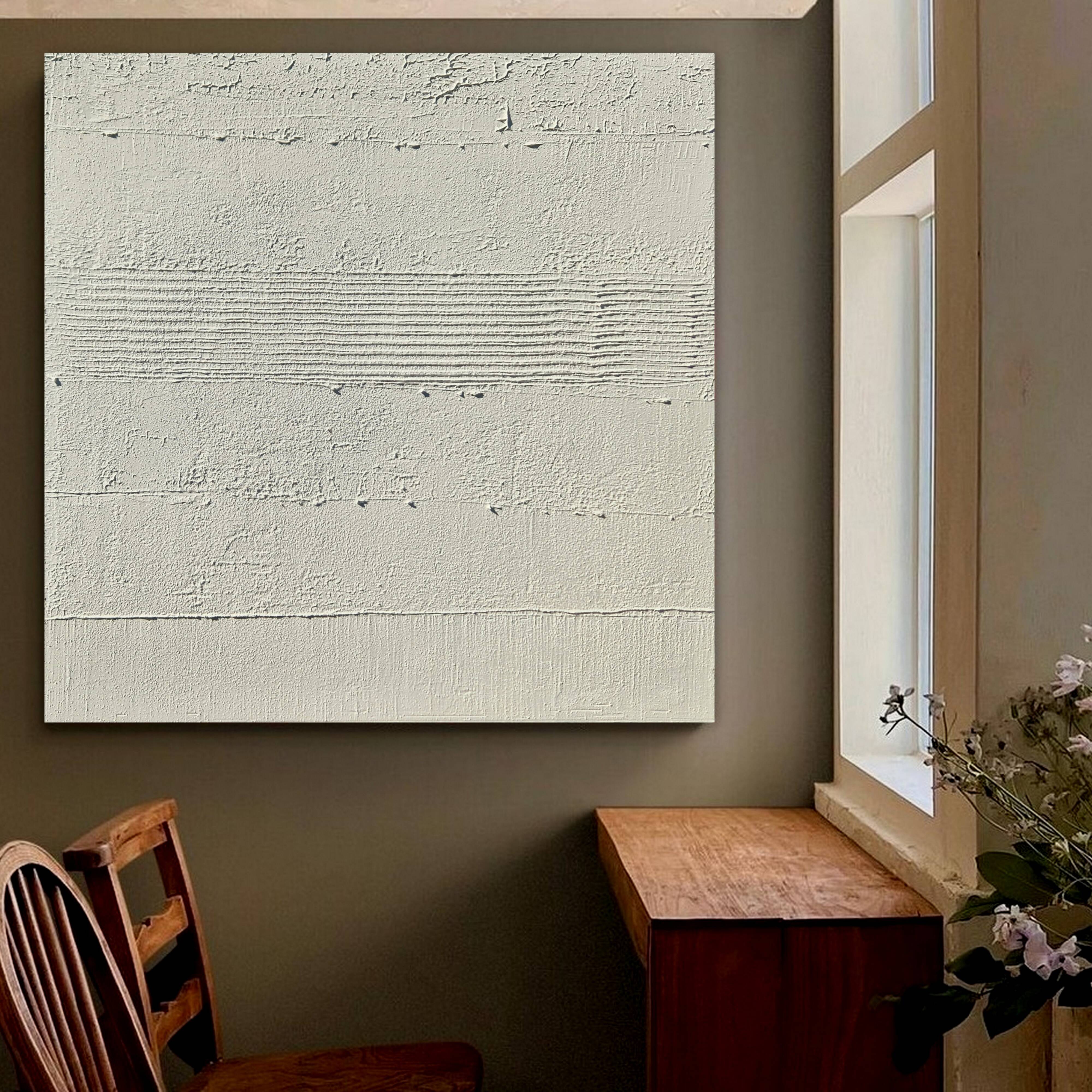 Minimalist monochrome abstract painting white