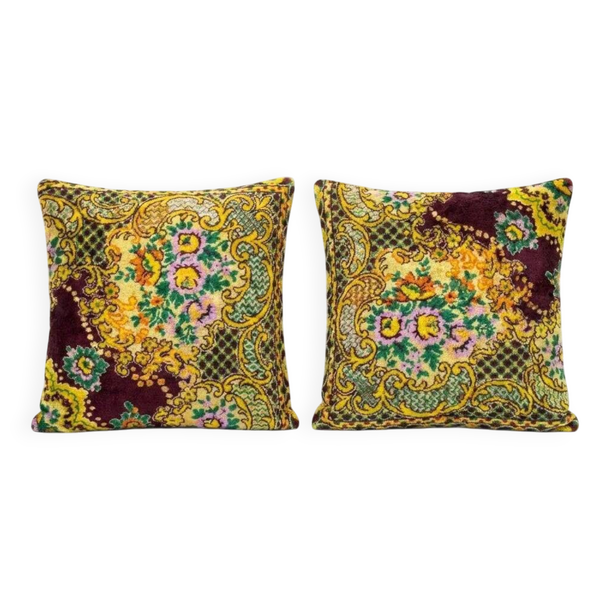 Set of 2 vintage velvet cushion covers 51x51 cm