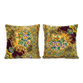 Set of 2 vintage velvet cushion covers 51x51 cm