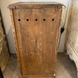 Small buffet early 20th century in beige and gray patinated wood with shelf