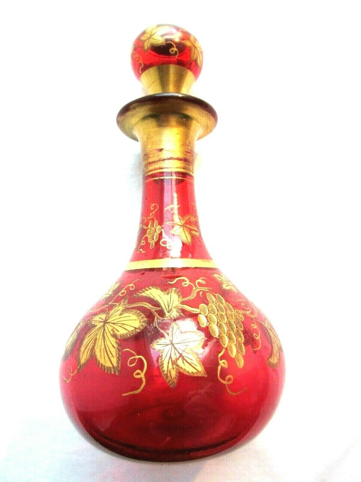 Small carafe Napoleon III red and gold Baccarat crystal, vine decoration