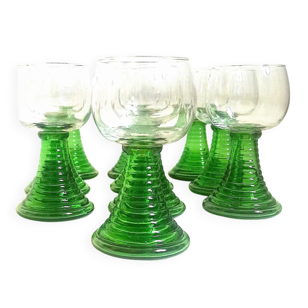 Lot de 10 verres alsaciens Roemer Années 70 Hauteur 16 cm
