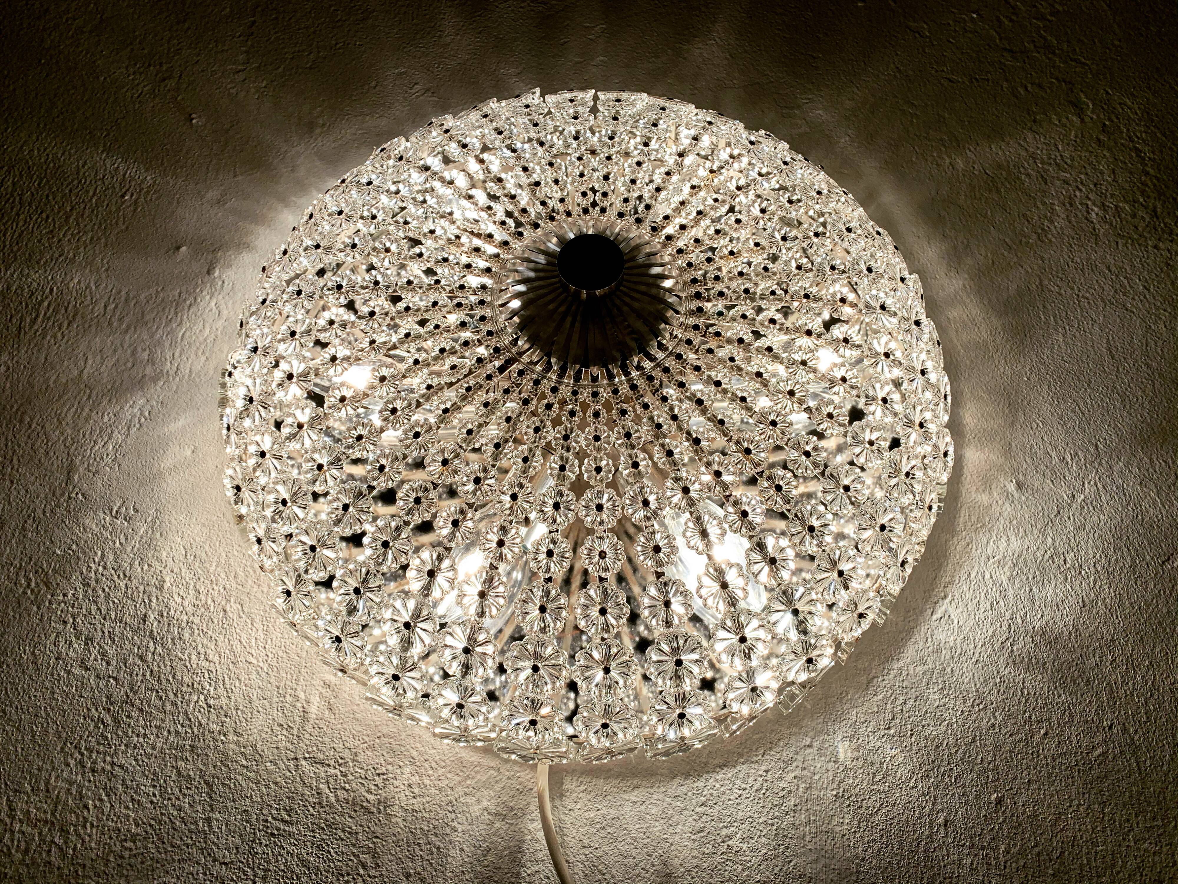 Floral Crystal Glass Flush light