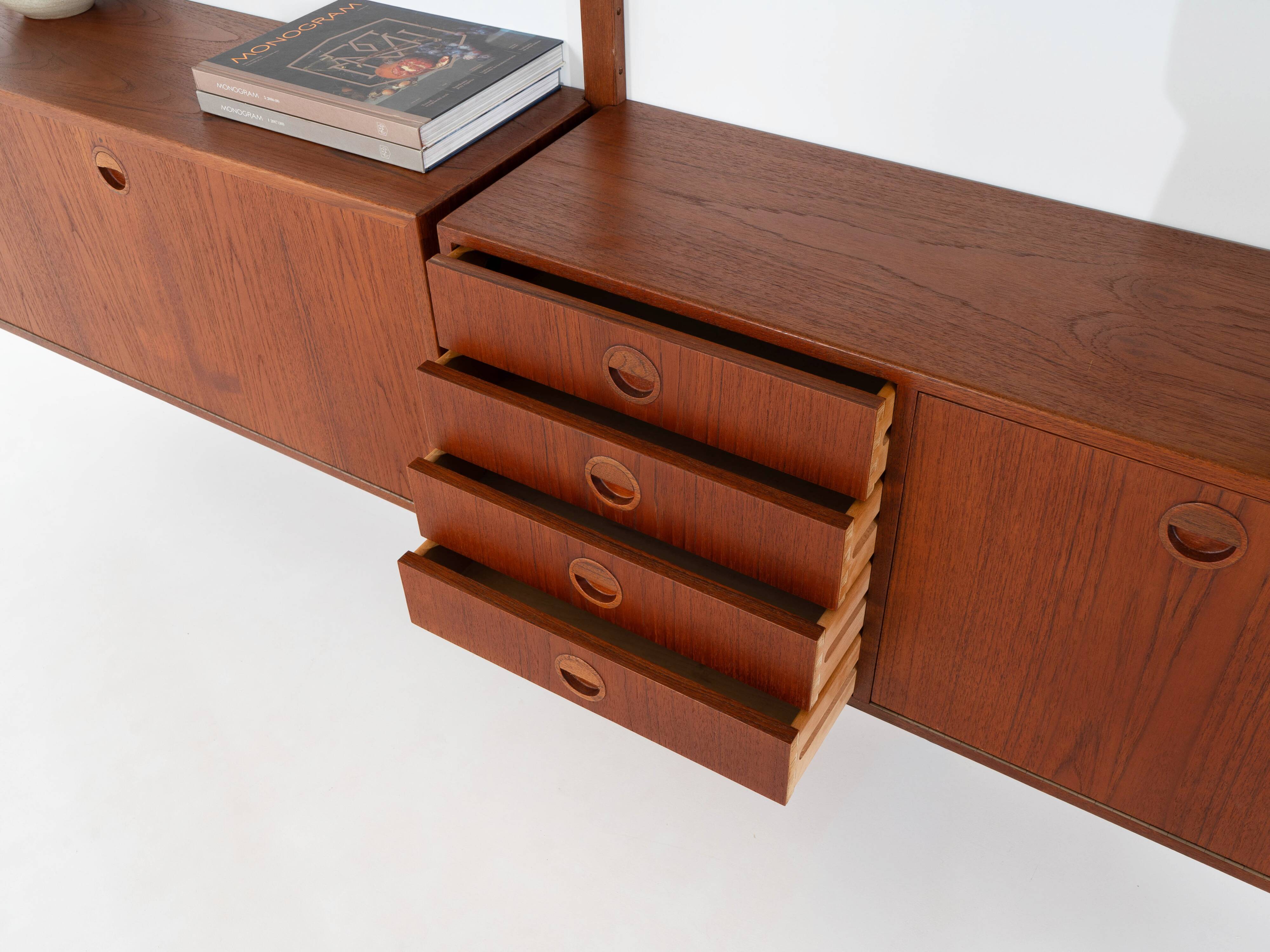 Teak modular shelving unit, Danish design, 1960s, designed by Rud Thygesen