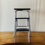 Vintage step stool in black formica and chrome steel