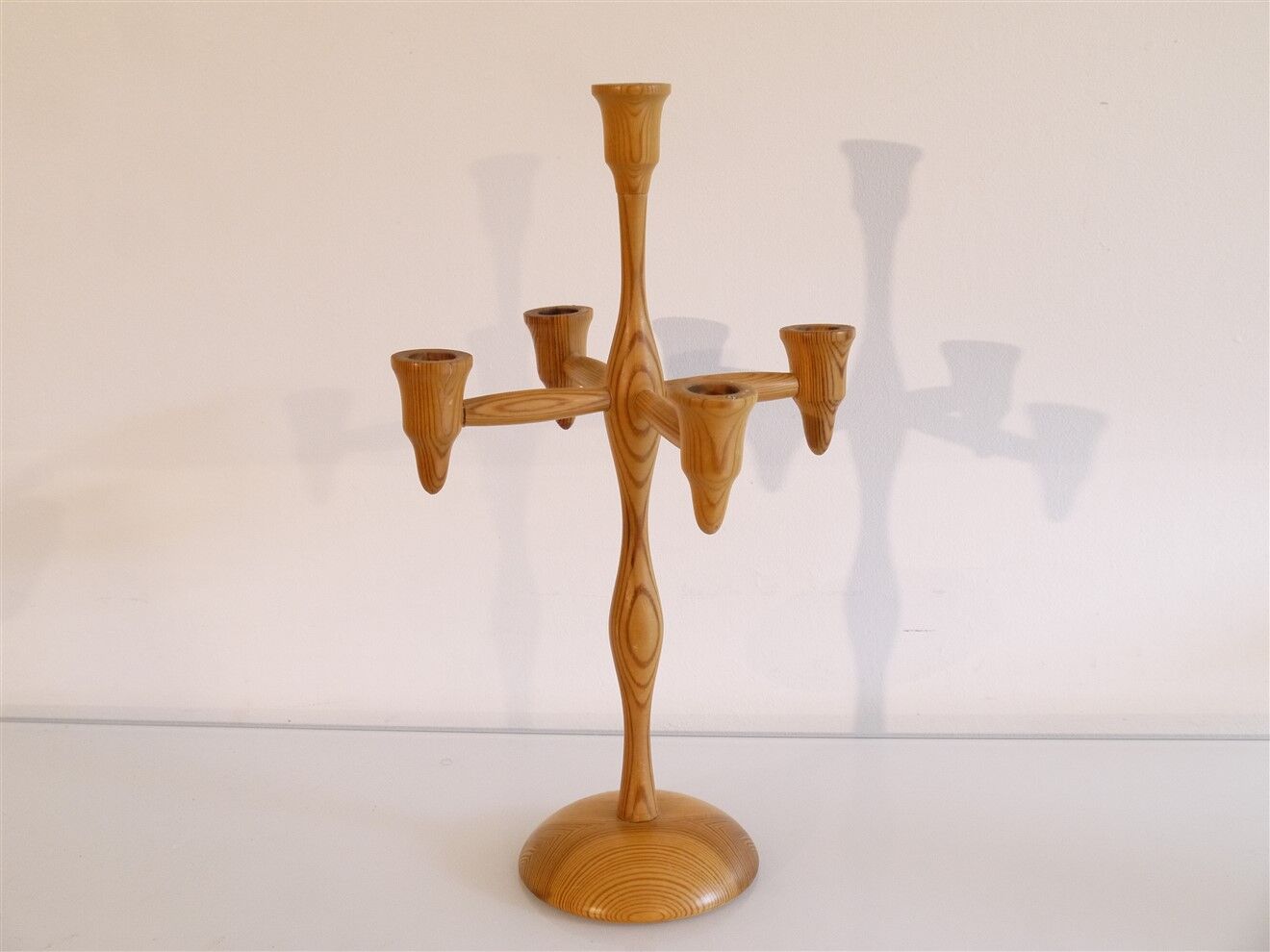 Vintage Scandinavian wooden chandelier 1970