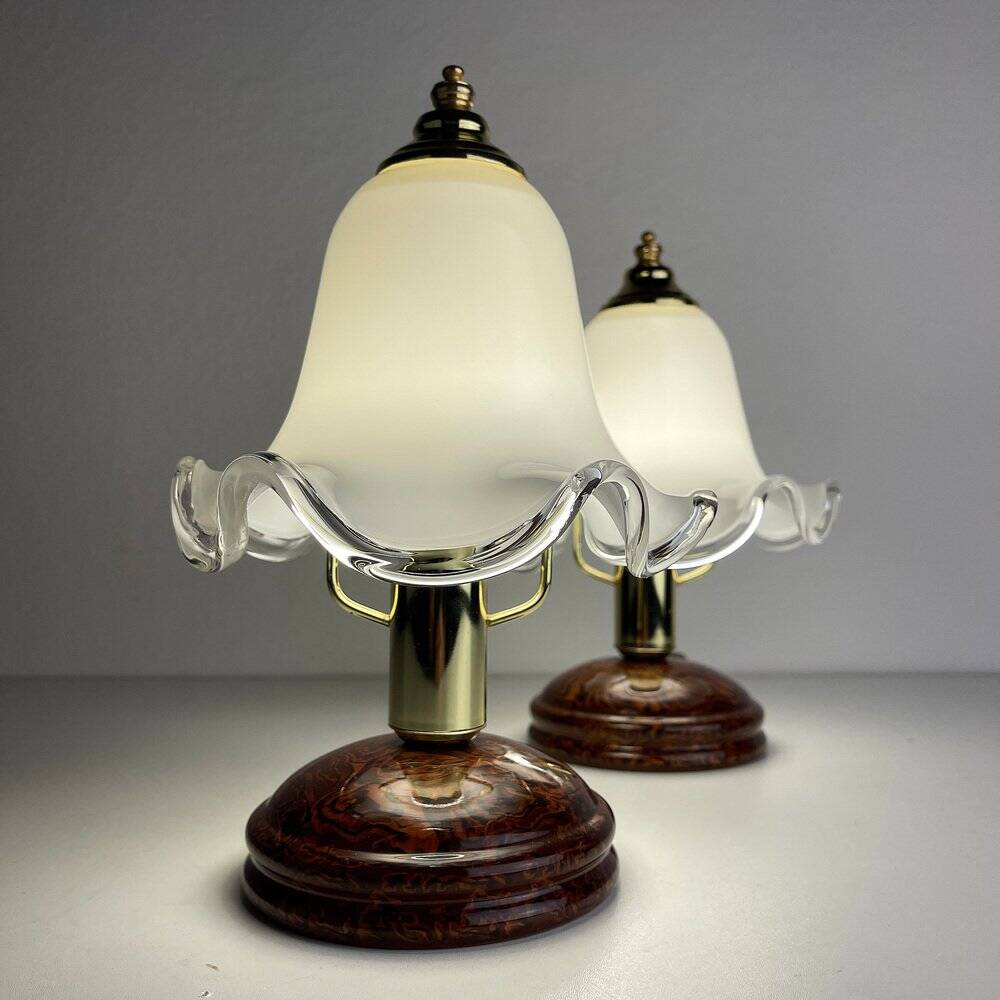 Vintage Italian table lamps in Murano glass, 1980s, set of 2.