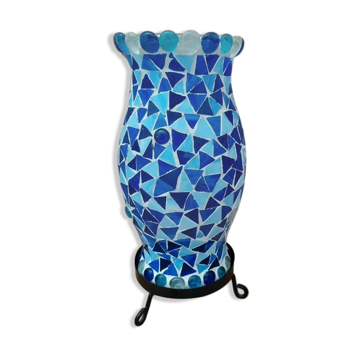 Blue mosaic glass lamp night light dp 0422042