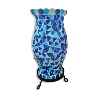 Blue mosaic glass lamp night light dp 0422042